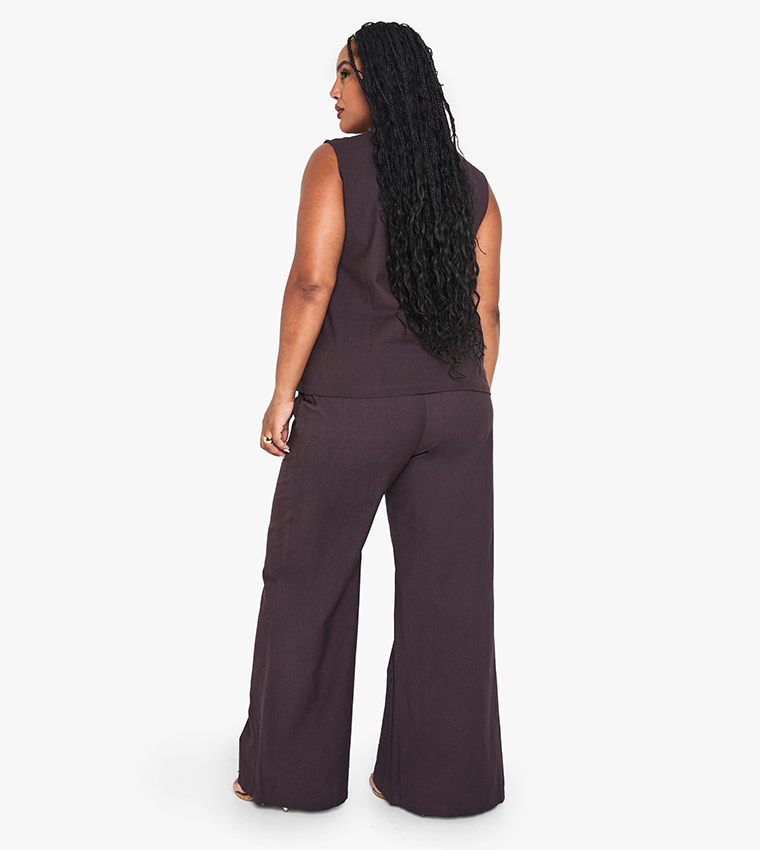 Curve High Neck Sleeveless Top & Wide Leg Trousers Co-Ord Set