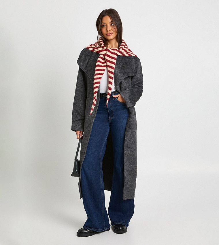 Collar Wool Look Oversized Trench Coat