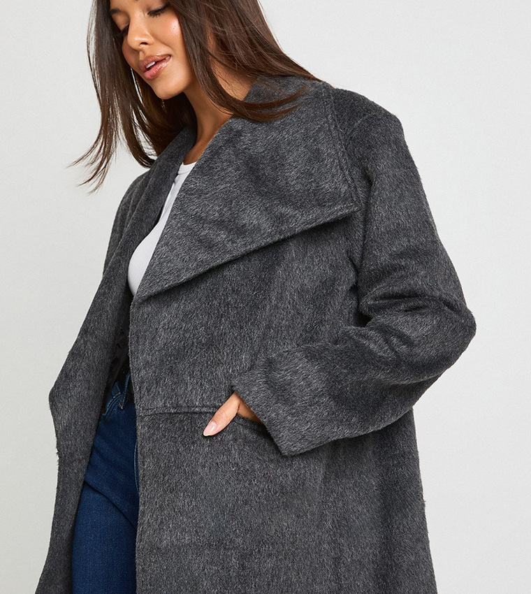 Collar Wool Look Oversized Trench Coat