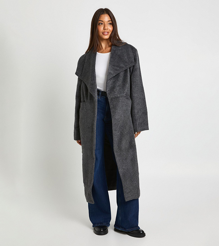 Collar Wool Look Oversized Trench Coat