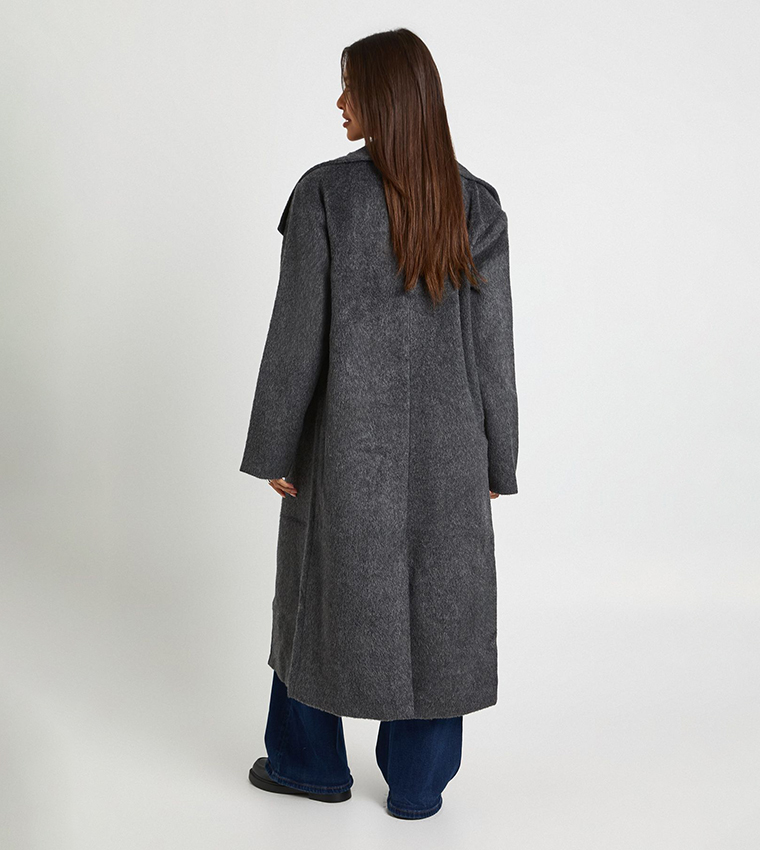 Collar Wool Look Oversized Trench Coat