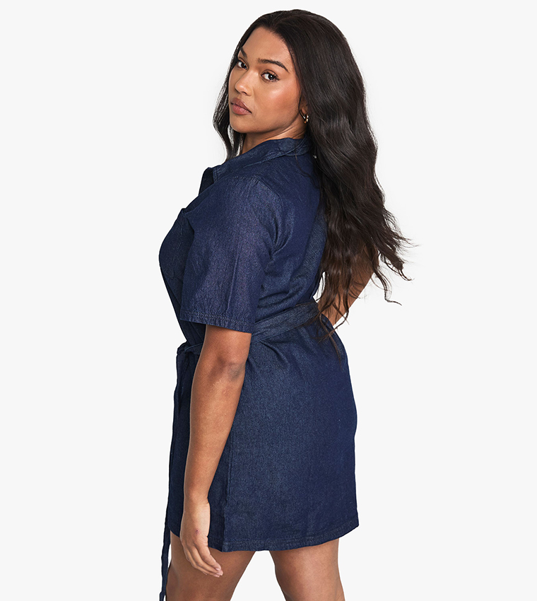 Shoulder Denim Shirt Dress Denim Dresses Boohoo Denim Button Up