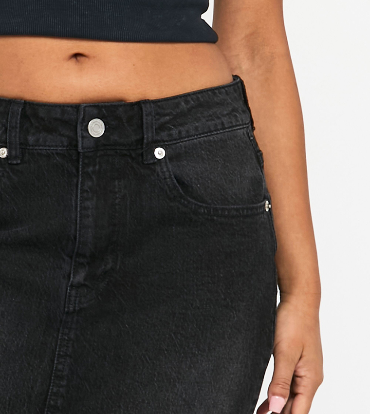 Petite High Waist Denim Midaxi Skirt