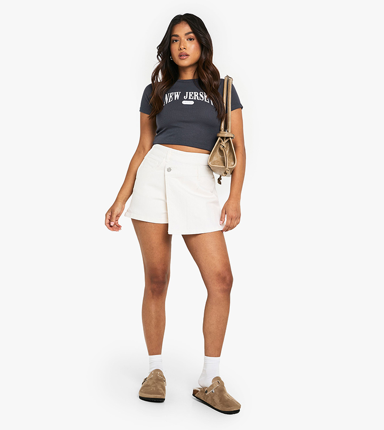 Petite High Waist Denim Skort