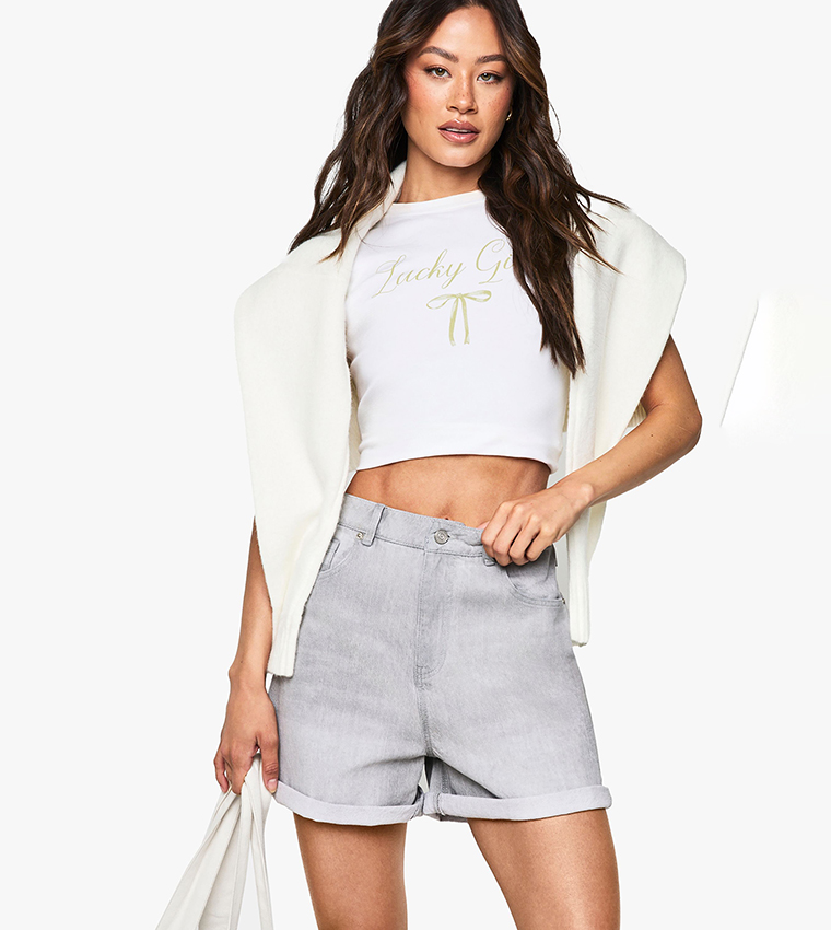 Tall Mom Fit Denim Shorts