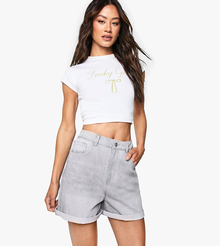 Tall Mom Fit Denim Shorts