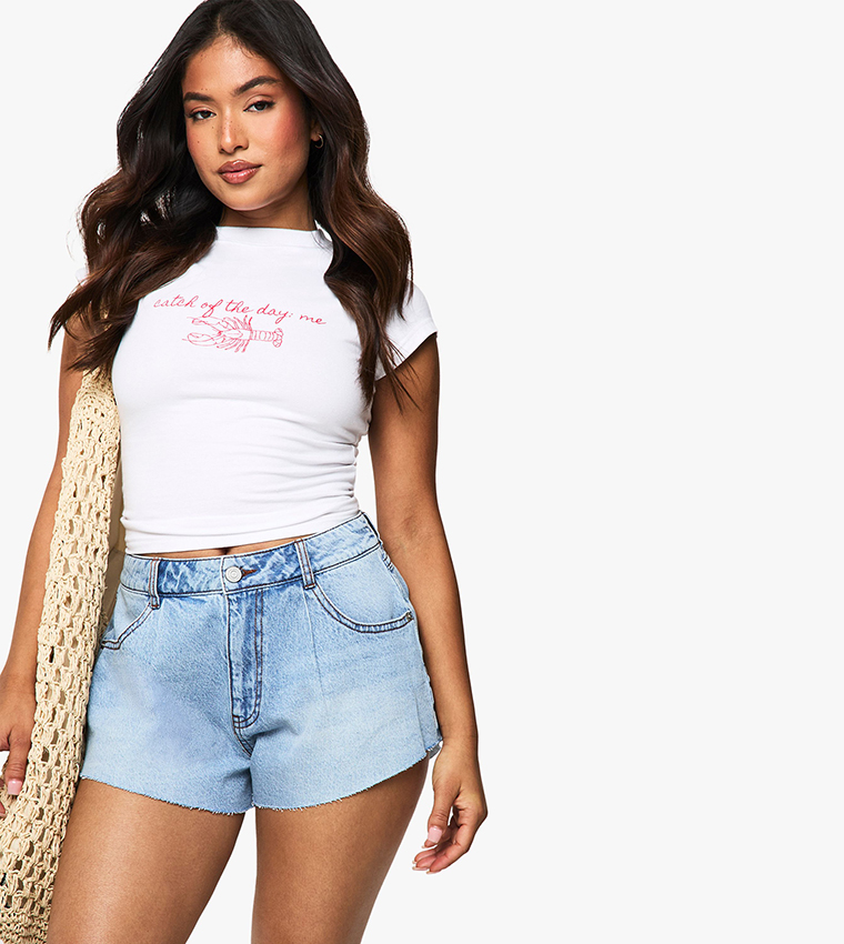 Petite Flippy Wide Leg Denim Shorts