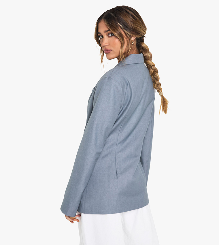 Woven Tailored Cinched Single Breasted Blazer