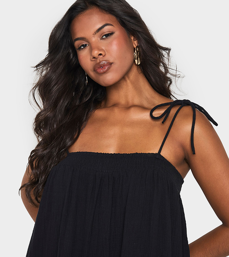 Textured Strappy Smock Maxi Dress
