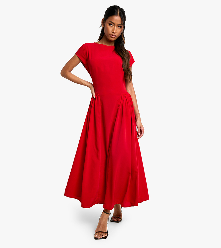Textured Volume Skirt Midaxi Dress