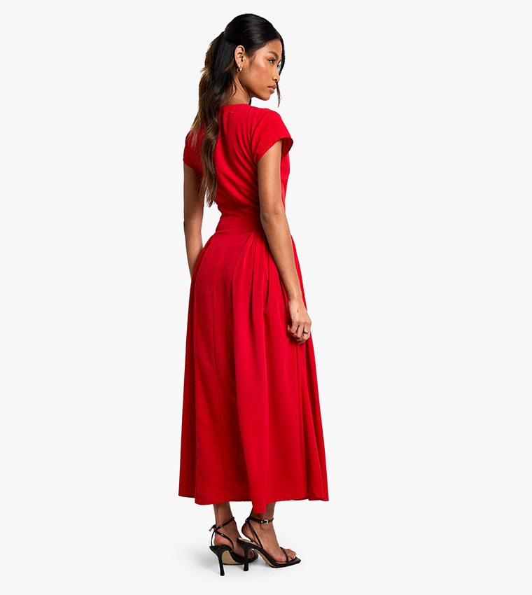 Textured Volume Skirt Midaxi Dress