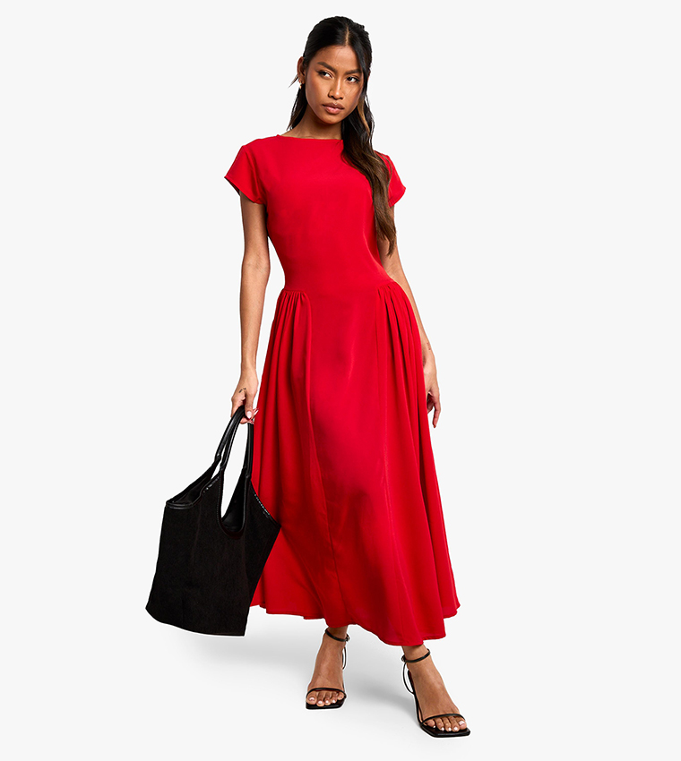 Textured Volume Skirt Midaxi Dress
