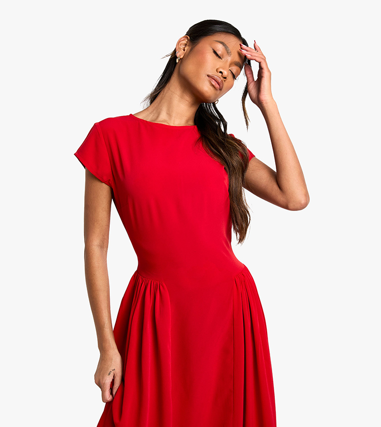 Textured Volume Skirt Midaxi Dress