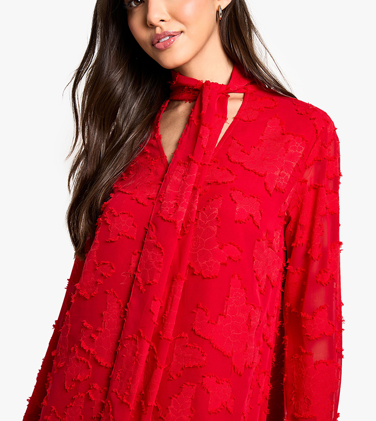 Burnout Floral Ruffle Smock Mini Dress