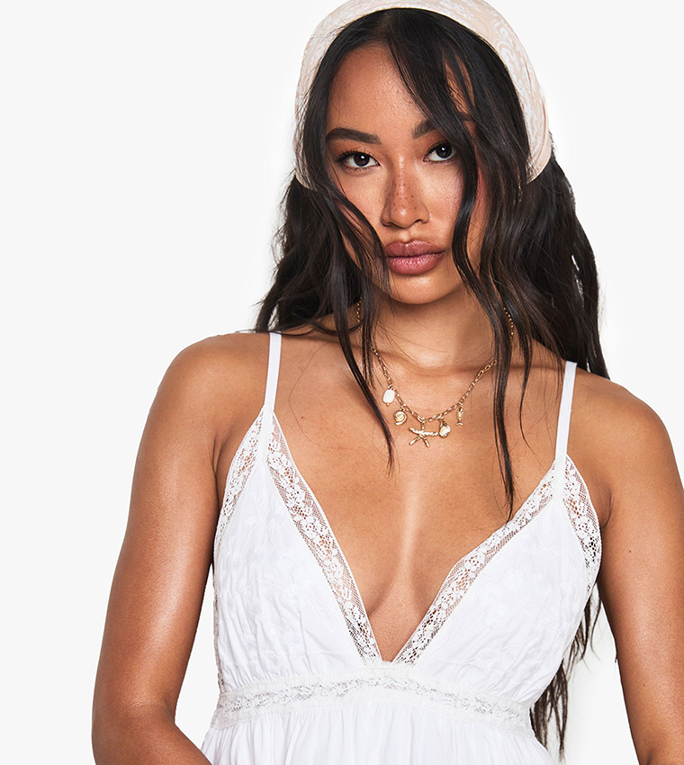 Embroidered Ruffled Cotton Mini Dress
