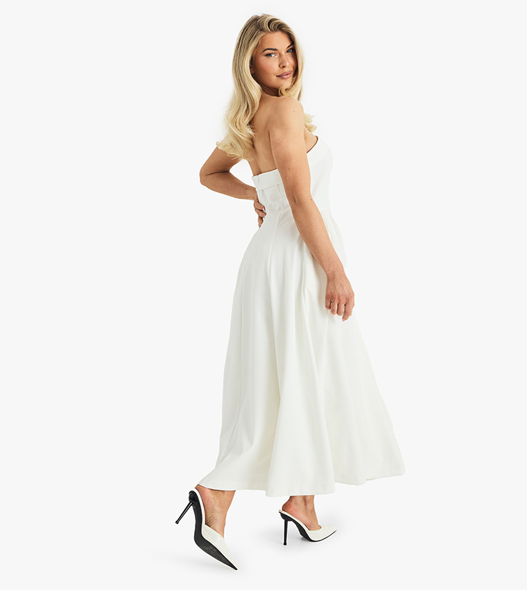 ദ്ദി^._.^)　ロマプリ　チェスト小/Blanc Buy Boohoo Premium Strapless Volume Midaxi Dress In White