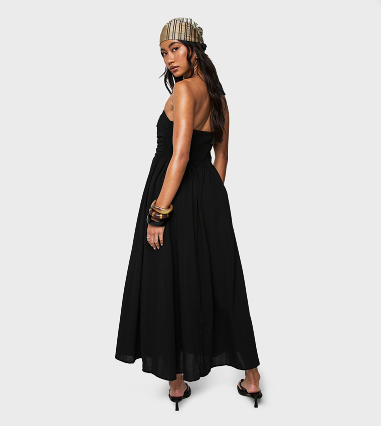 Linen Look Bandeau Midaxi Dress