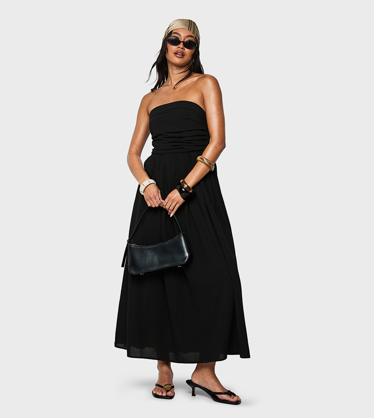 Linen Look Bandeau Midaxi Dress