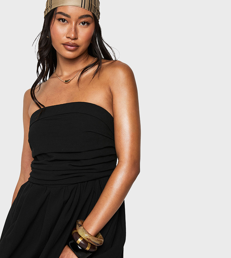 Linen Look Bandeau Midaxi Dress