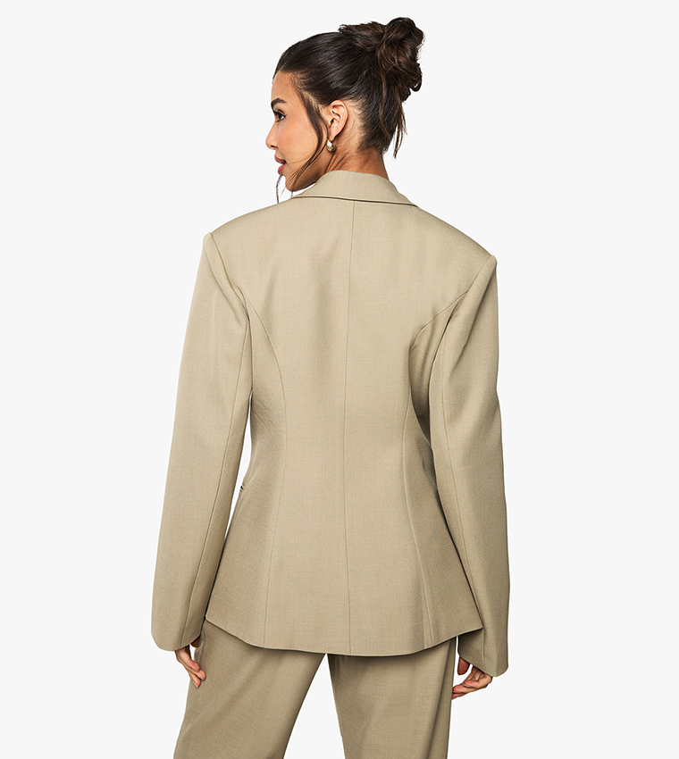 Textured Wrap Long Sleeves Blazer