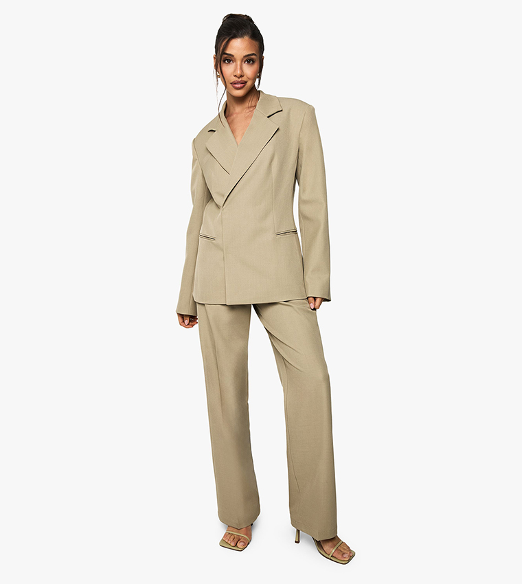 Textured Wrap Long Sleeves Blazer