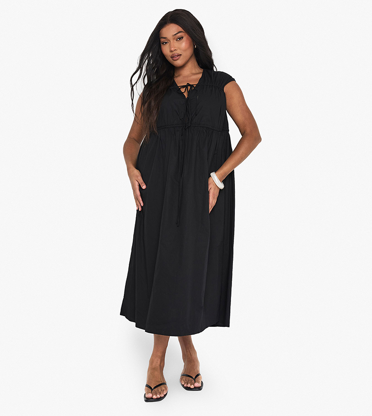 Curve Tie Front Midi Dress