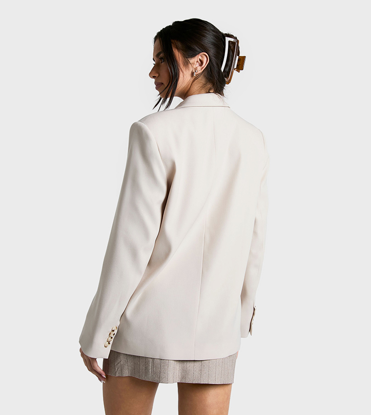 Woven Oversized Tailored Shoulder Pad Blazer
