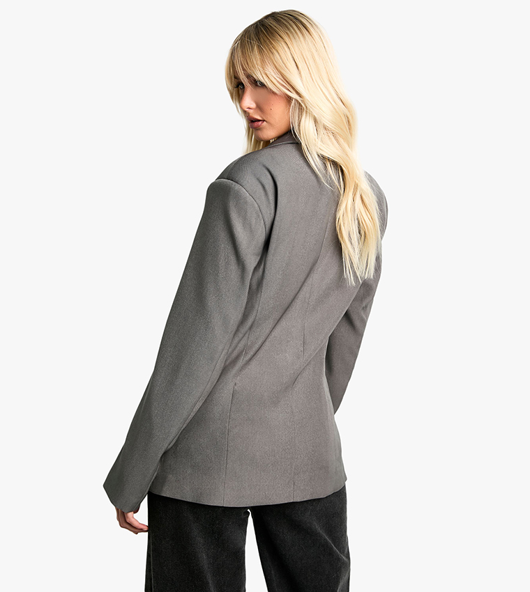 Asymmetric Wrap Cinched Waist Blazer