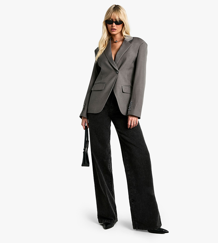 Asymmetric Wrap Cinched Waist Blazer