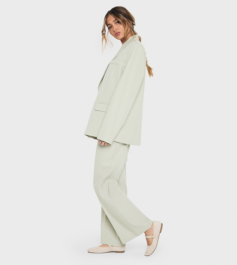 Woven Tailored Pleated Straight Fit Trousers