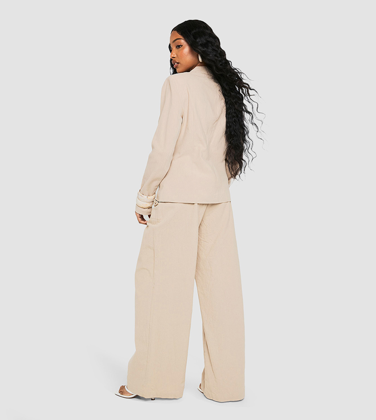 Tailored Linen Look Straight Fit Trousers