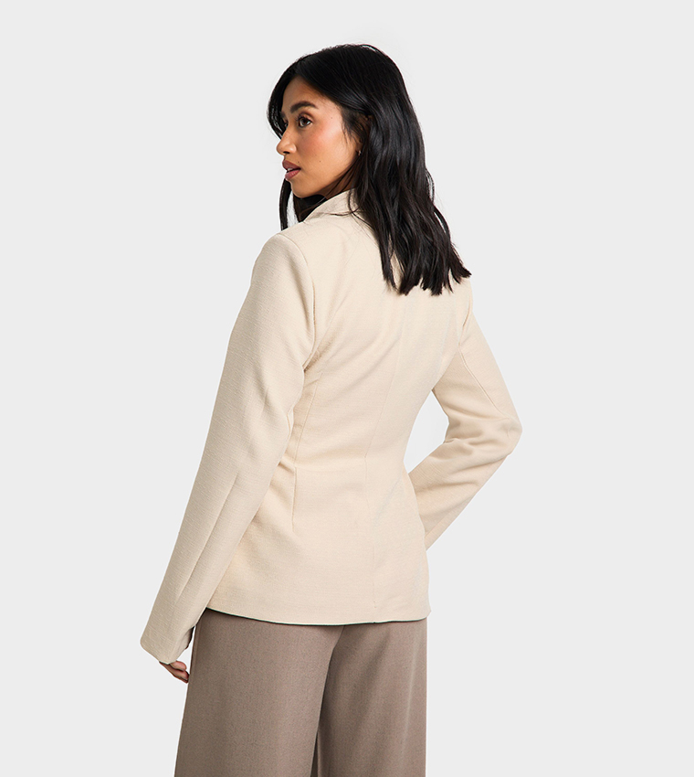 Petite Textured Tie Detail Blazer