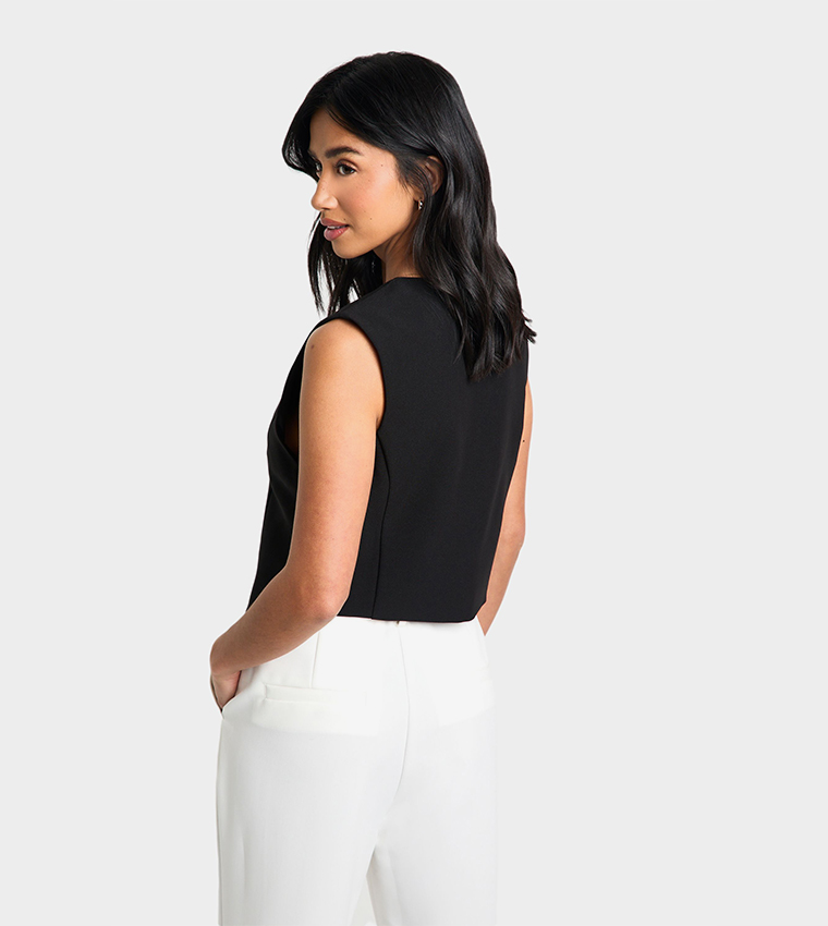 Petite Solid V Neck Waistcoat