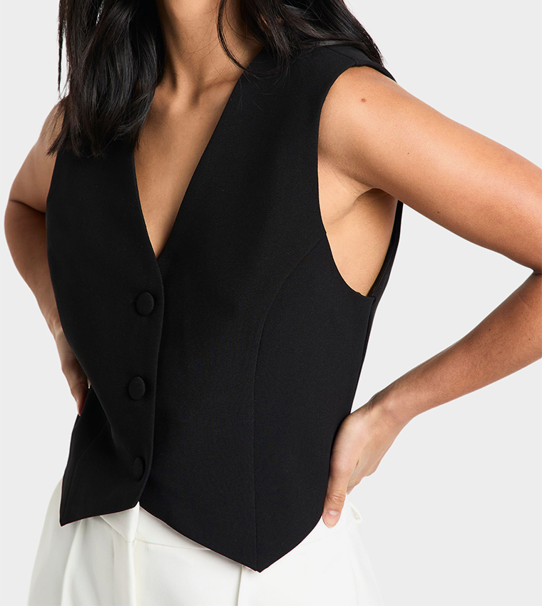 Petite Solid V Neck Waistcoat