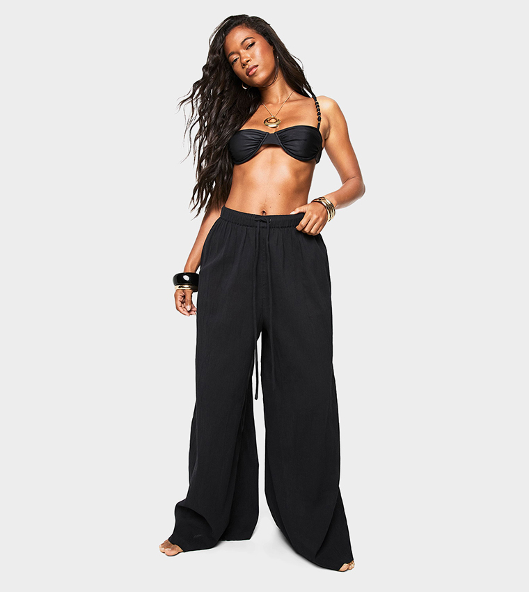 Crinkle High Waist Beach Trousers