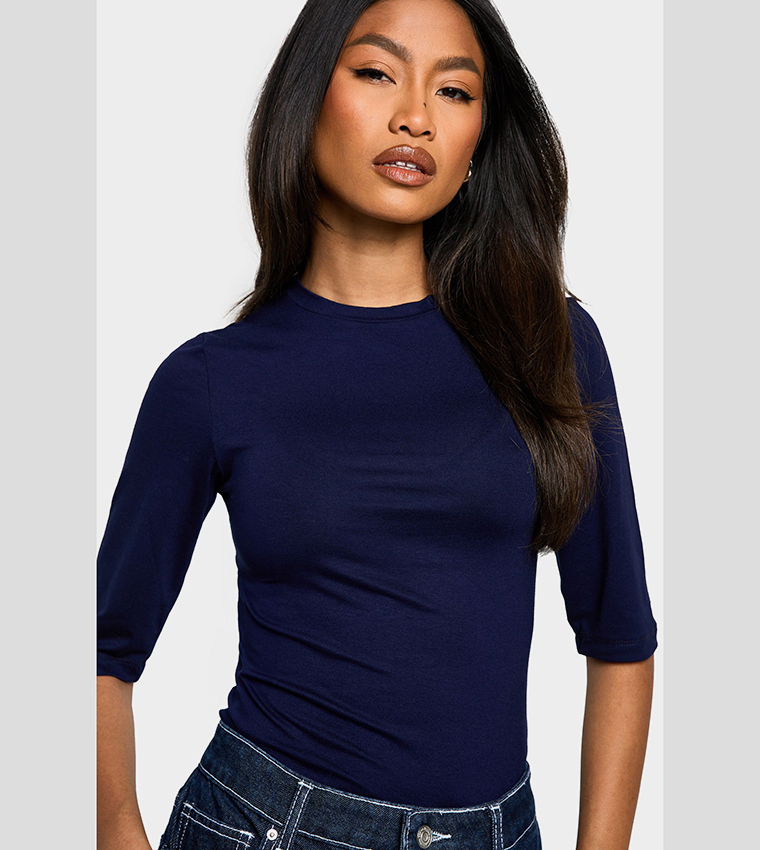 3/4 Sleeves Crew Neck Bodysuit Top