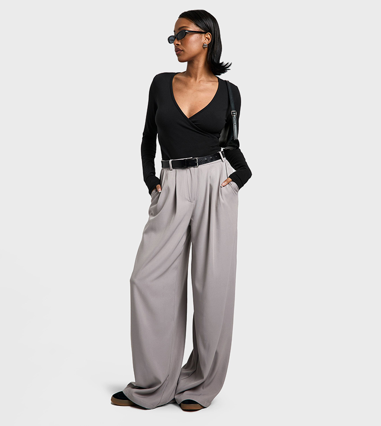 Wrap Front Long Sleeves Top