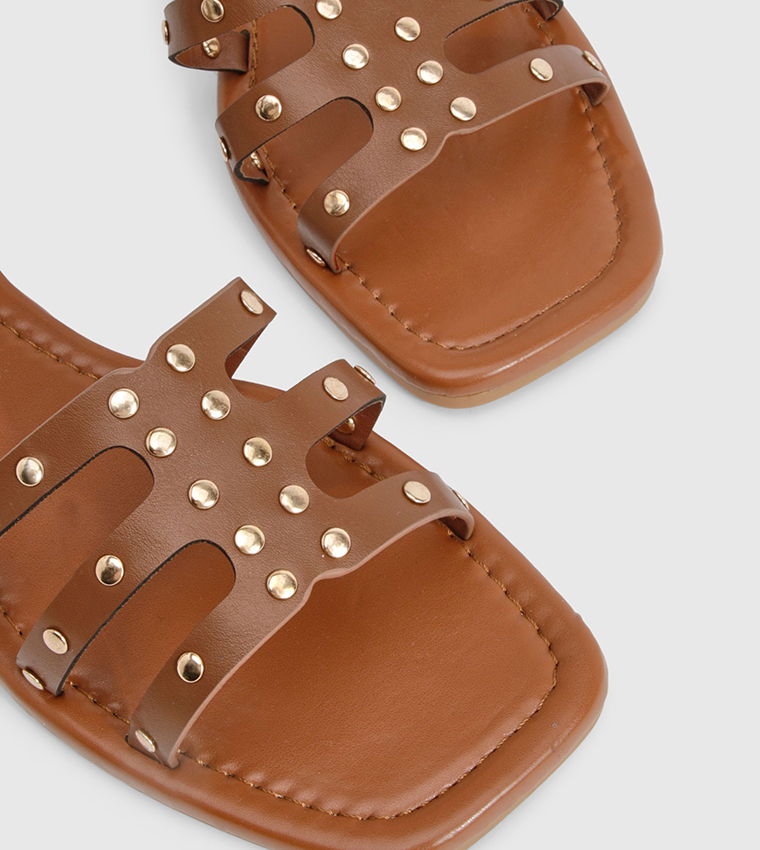 Studded 2 Part Flat Sandals