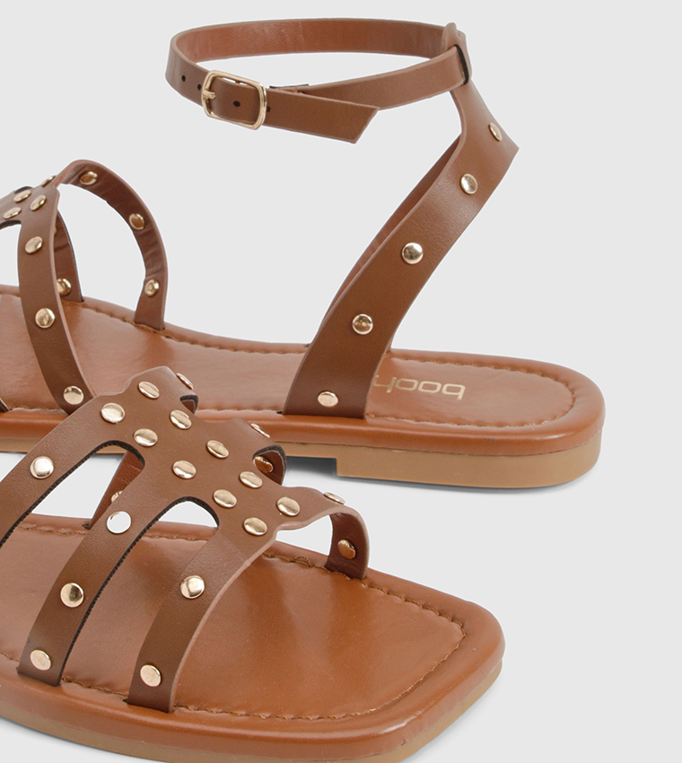 Studded 2 Part Flat Sandals