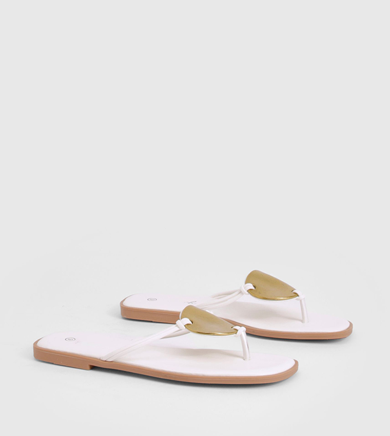 Metal Trim Detail Flat Sandals