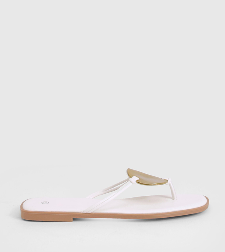 Metal Trim Detail Flat Sandals