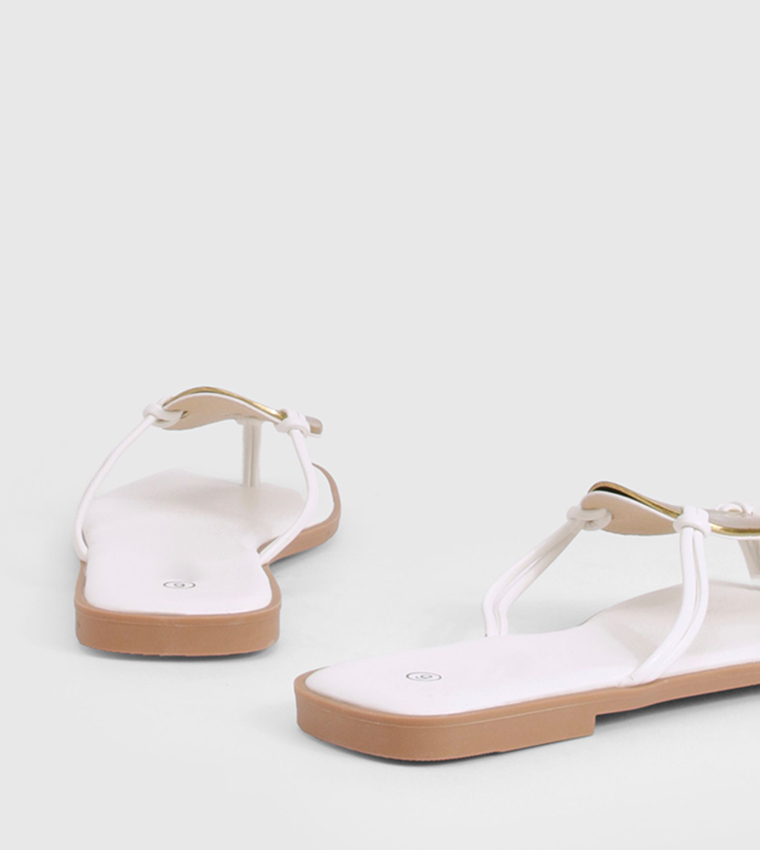 Metal Trim Detail Flat Sandals
