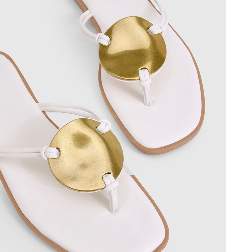 Metal Trim Detail Flat Sandals