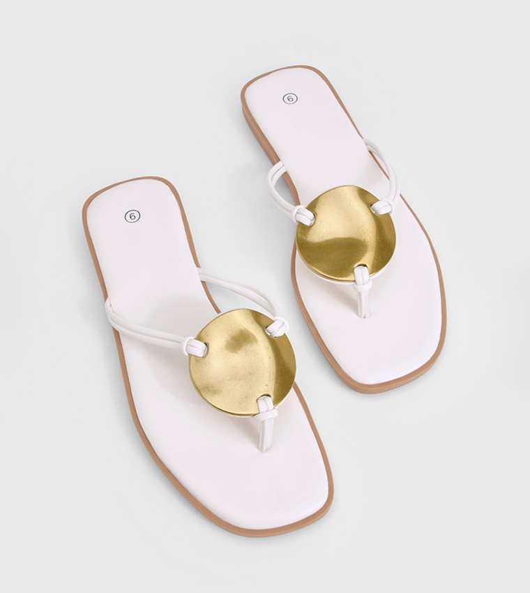 Metal Trim Detail Flat Sandals