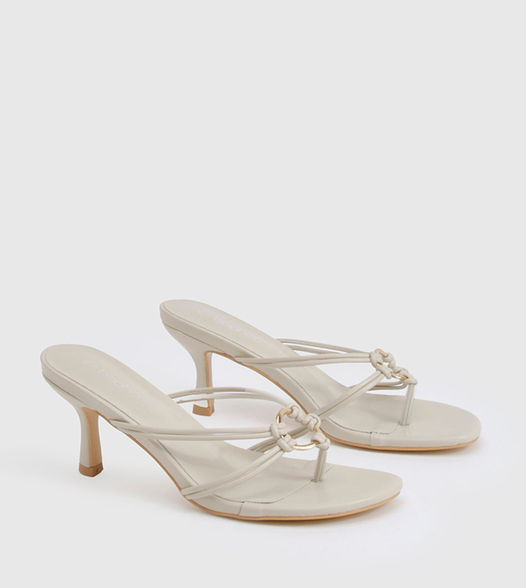 Hardware Ring Detail Toe Post Heel Sandals
