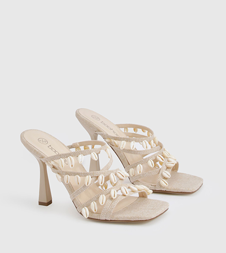 Shell Detail Strappy High Heeled Sandals