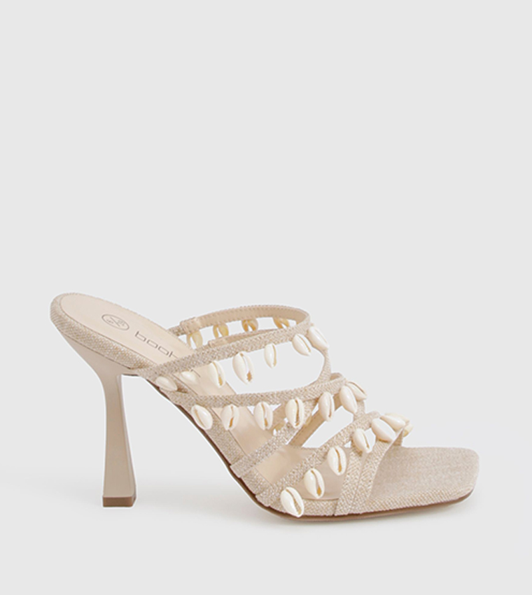 Shell Detail Strappy High Heeled Sandals