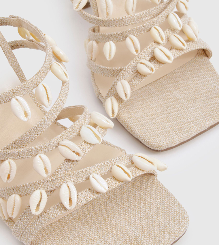 Shell Detail Strappy High Heeled Sandals