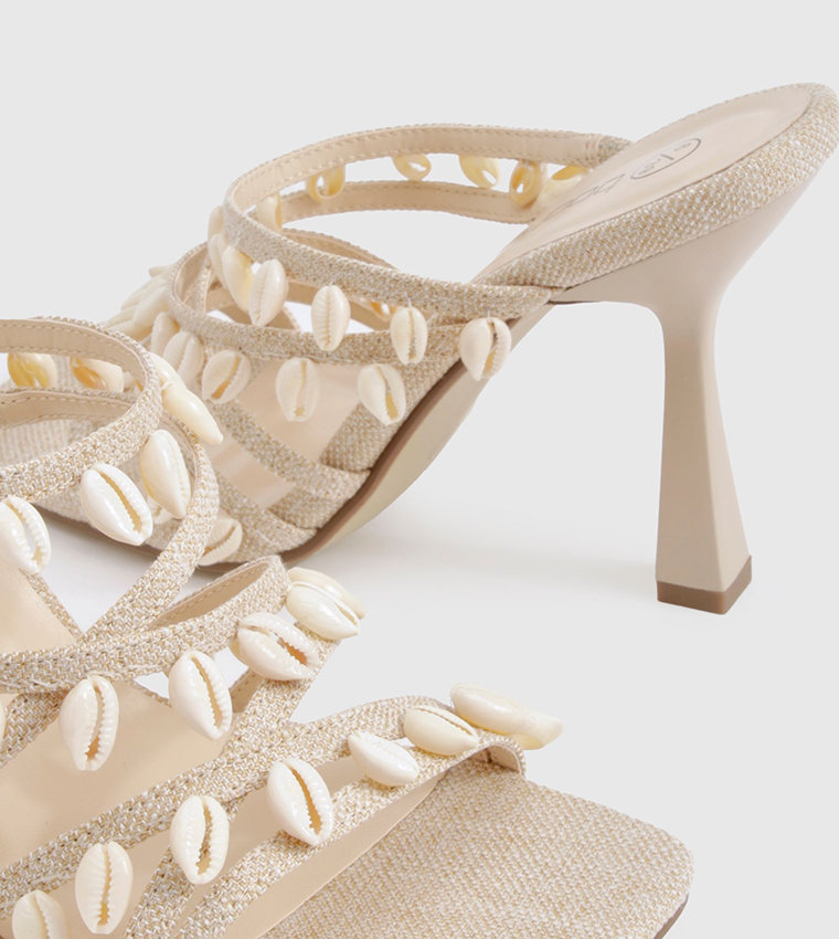 Shell Detail Strappy High Heeled Sandals