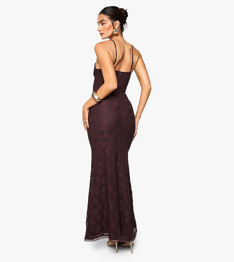 burgundy spaghetti strap maxi dress Shop Burgundy Spaghetti Strap Slit A-Line Maxi Dress - for Women | OUTZIDR